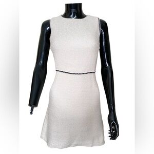 Mango Cream Tweed A line Dress with Black Trim size XS